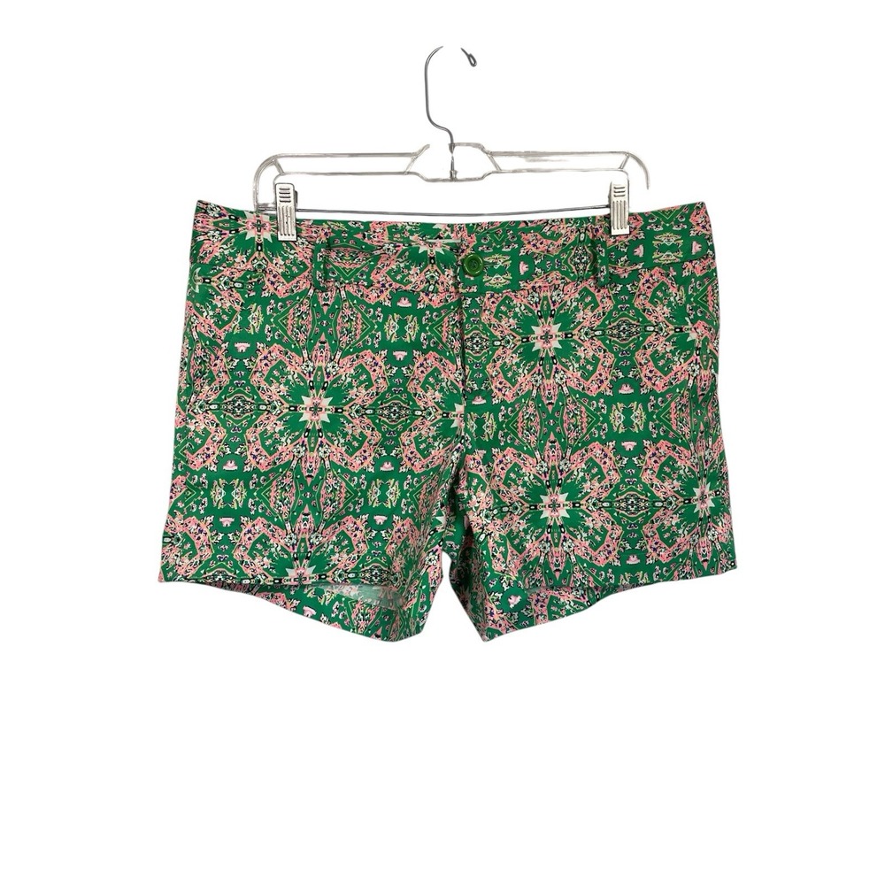 JADE‎ MELODY Tan Womens Size 12 Green Pink Geometric Print Shorts